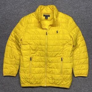 Polo Ralph Lauren Puffer Jacket Youth Boys Medium Size 10-12 Yellow *READ*